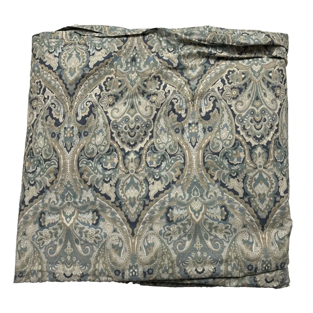 Pottery Barn Duvet Mackenna Paisley Queen Size Blue Green Preppy Cotton